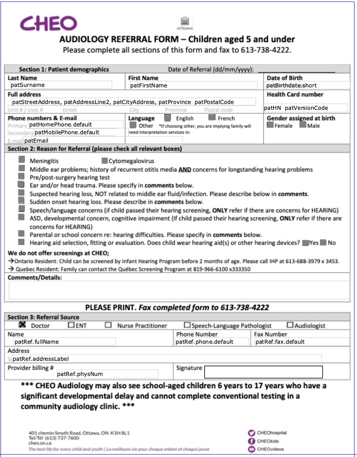 CHEO Audiology Referral Form (2026): What Changed and How to Update It in Telus PS EMR